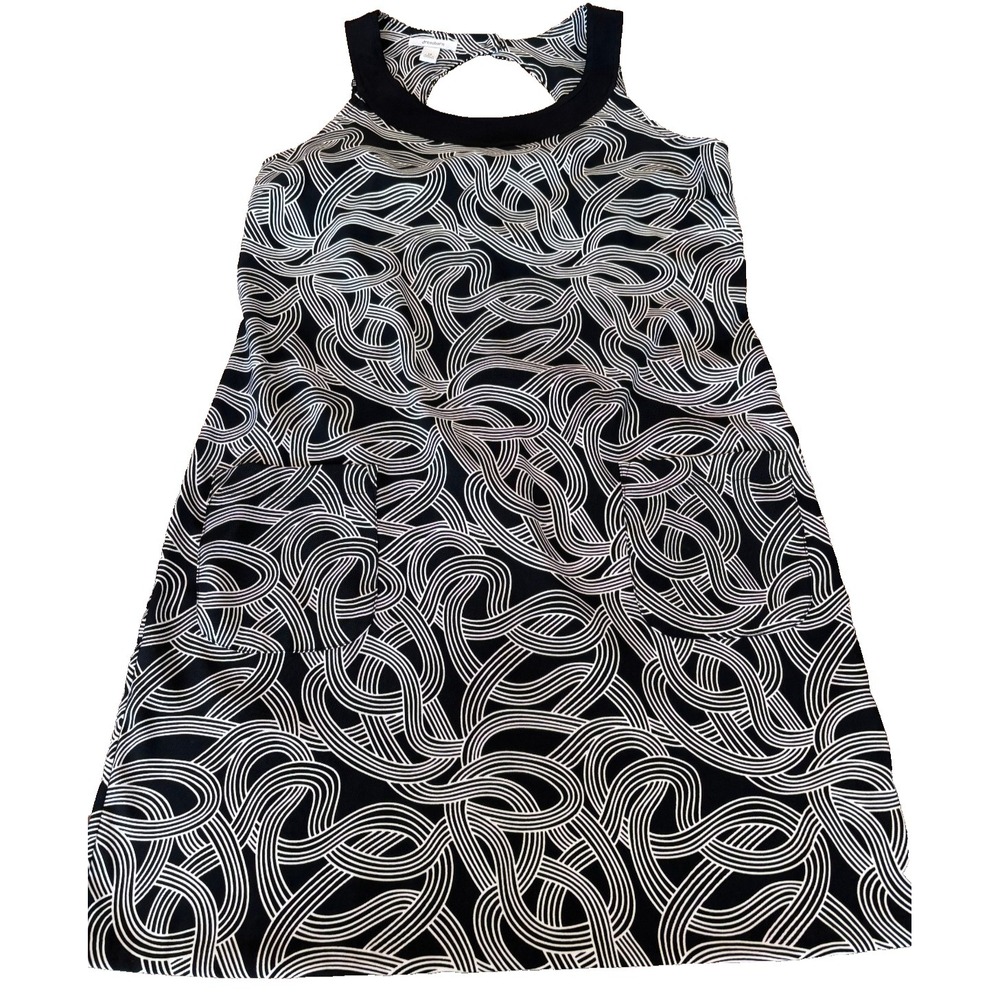 Dress Barn knee length black and white dress geometric‎ back cut out womens' 14